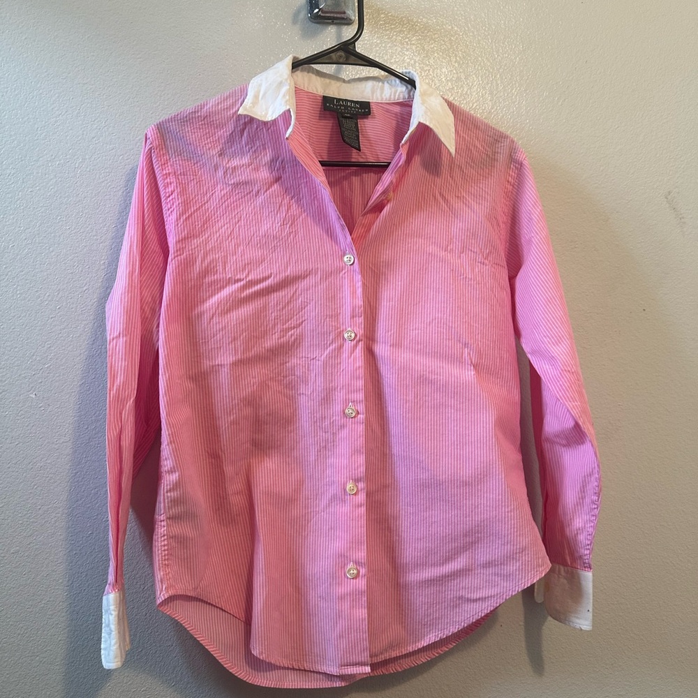 Ralph Lauren Pink and White Striped Blouse - Picture 2 of 5